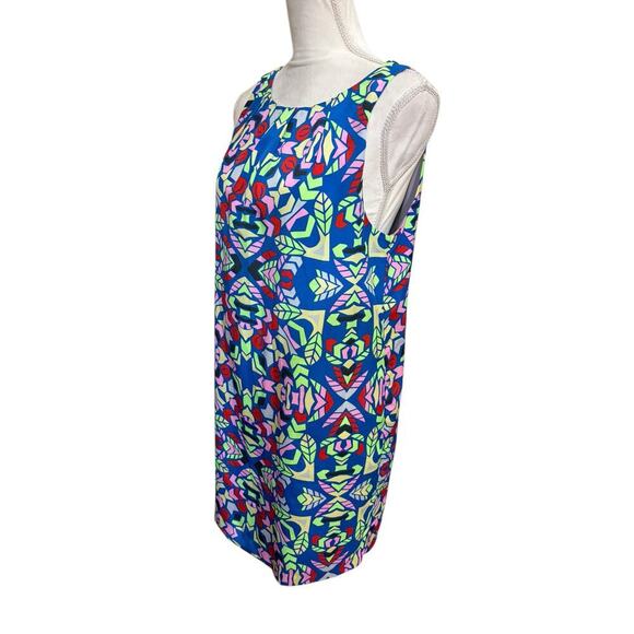 Mara Hoffman Blue Green Red Printed Sleeveless Keyhole Mini Dress - 8 - Picture 8 of 10